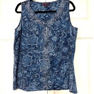 Gloria Vanderbilt Blue Sleeveless Tank Top